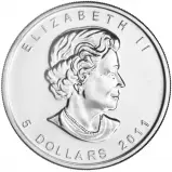 2011 Canadian 1 oz Silver Timber Wolf Bullion Coin obverse