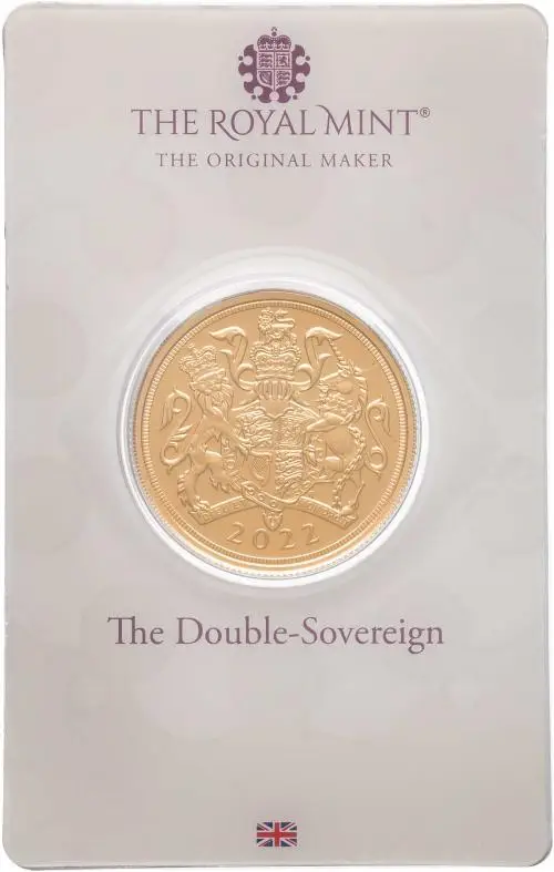2022 Gold Bullion Ungraded Double Sovereign Elizabeth II Pound Sterling £2  Coin In Sleeve United Kingdom The Royal Mint Fifth Portrait rev
