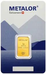 Metalor 5g Minted Gold Bullion Bar