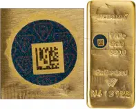 Metalor 1kg Cast Gold Bullion Bar obverse showing security feature