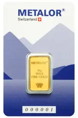 Metalor 10g Minted Gold Bullion Bar