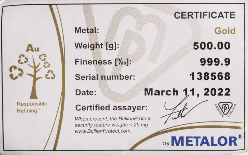 certificate of authenticity