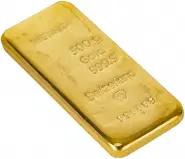 Metalor 500g Cast Gold Bullion Bar side view