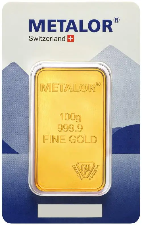 Metalor 100g Minted Gold Bullion Bar reverse 1