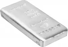 Metalor 1kg Cast Silver Bullion Bar side view