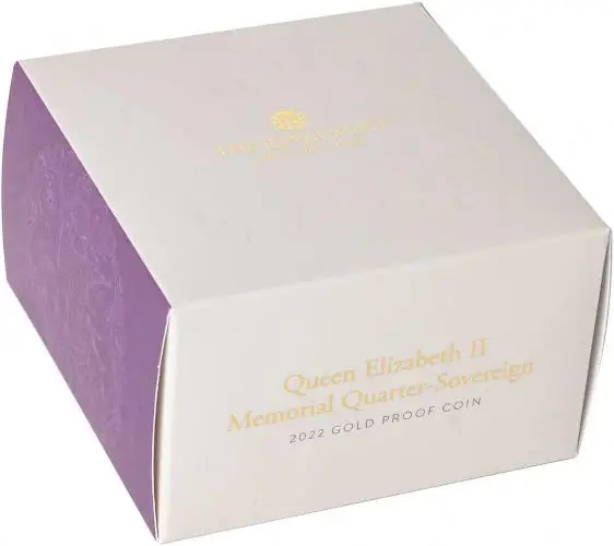 2022 Gold Proof Quarter Sovereign Elizabeth II Memorial Coin box