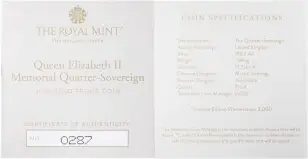2022 Gold Proof Quarter Sovereign Elizabeth II Memorial Coin cert