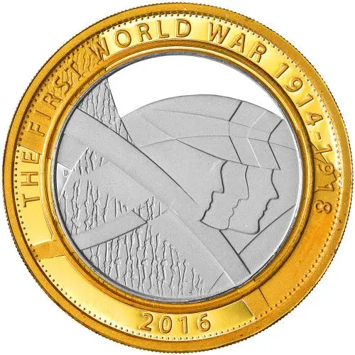 2016 Silver Proof Piedfort The Army - First World War Pound Sterling 2 pound reverse