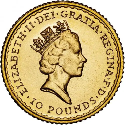 1993 Gold 0.1 Ounce Britannia Coin Single United Kingdom The Royal Mint obv