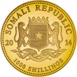 2014 Gold 1 Ounce Elephant 1000 Schilling  Coin Single Somalia Obverse