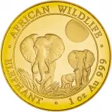 2014 Gold Proof 1 Ounce African Wildlife - Elephant Somalia 1000 Shillings Coin