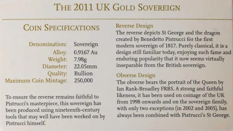 2011 Gold Bullion Ungraded Full Sovereign Elizabeth II Happy Birthday  Coin With Box United Kingdom The Royal Mint Fourth Portrait specifications