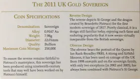 2011 Gold Bullion Ungraded Full Sovereign Elizabeth II Happy Birthday  Coin With Box United Kingdom The Royal Mint Fourth Portrait specifications
