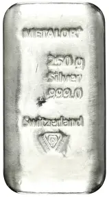Metalor 250g Cast Silver Bullion Bar - Pre-Owned