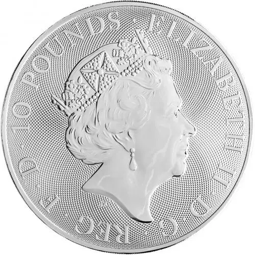 2020 Silver Bullion Ungraded 10 Ounce Royal Arms Elizabeth II  Coin Single Pre-Owned United Kingdom The Royal Mint obverse