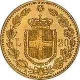 1882 Gold Italian 20 Lire Coin