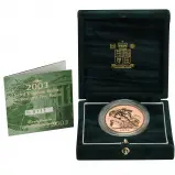 2003 Gold BU Elizabeth II £5 / Crown  Coin With Box with Cert United Kingdom The Royal Mint reverse display
