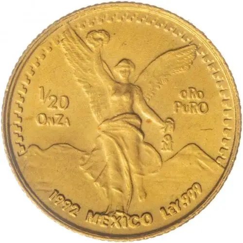 1992 Gold Bullion Ungraded 0.05 Ounce Libertad  Coin Single Mexico obv