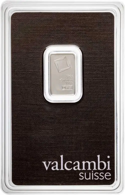 Platinum Bullion Ungraded 2.5 Gram Valcambi Suisse  Bar In Sleeve Valcambi SA obverse