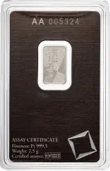 Platinum Bullion Ungraded 2.5 Gram Valcambi Suisse  Bar In Sleeve Valcambi SA reverse