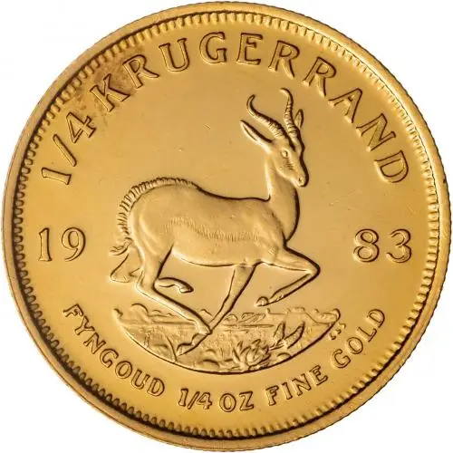1983 Gold Bullion Ungraded 0.25 Ounce Krugerrand  Coin Single South Africa South African Mint reverse