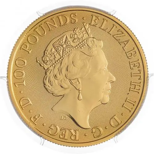 2022 Gold Bullion 1 Ounce Royal Arms  Coin Slabbed PCGS MS-70 Obverse close view