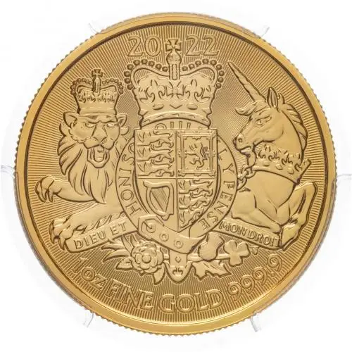 2022 Gold Bullion 1 Ounce Royal Arms  Coin Slabbed PCGS MS-70 Reverse close view