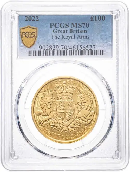 2022 Gold Bullion 1 Ounce Royal Arms  Coin Slabbed PCGS MS-70 Reverse