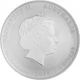 2014 Silver Bullion Ungraded 1 Ounce Lunar Year of the Horse 1 Dollar Coin Single Australia Perth Mint obverse