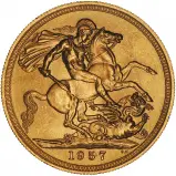1957 Elizabeth II First Portrait 'Young Head' Gold Sovereign Bullion Coin