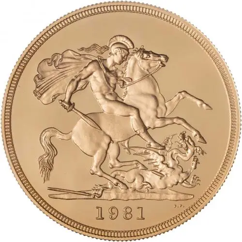 1981 Gold Proof £5 / Crown  Coin With Box with Cert United Kingdom The Royal Mint reverse