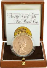 1981 Gold Proof £5 Quintuple Sovereign With Box with Cert