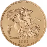 1981 Gold Proof £5 / Crown  Coin With Box with Cert United Kingdom The Royal Mint reverse