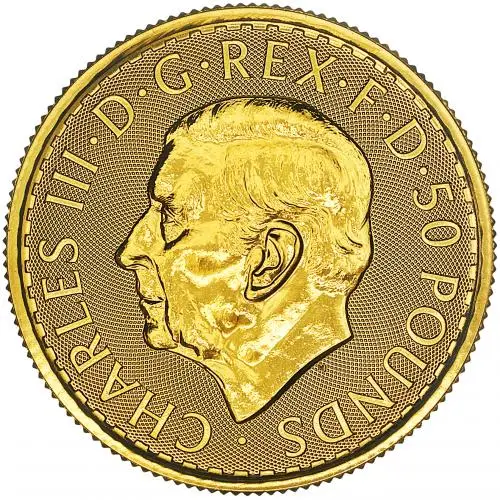 2023 King Charles III Britannia 0.5 oz Gold Bullion Coin obverse chards
