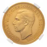 1937 PF 62 CAMEO Gold Proof Sovereign George VI Pound Sterling 5 pounds Coin NGC Collectable United Kingdom The Royal Mint obverse closer view