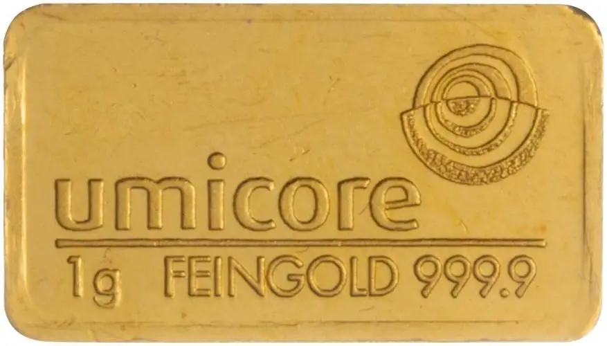 1g Wafer Gold Bullion Bar Umicore - Pre-Owned 