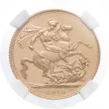 2015 One Of First 500 Struck Gold Proof Full Sovereign Elizabeth II Pound Sterling  Coin Single United Kingdom NGC Fifth Portrait PF 70 ULTRA CAMEO rev close view