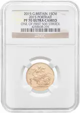 2015 One Of First 500 Struck Gold Proof Full Sovereign Elizabeth II United Kingdom NGC PF 70 ULTRA CAMEO
