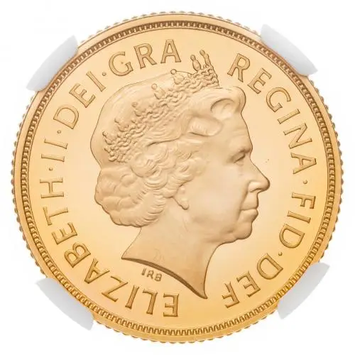 2015 Gold Proof Full Sovereign Elizabeth II  Coin Slabbed Collectable United Kingdom NGC PF 70 ULTRA CAMEO obv closer view