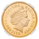 2015 Gold Proof Full Sovereign Elizabeth II  Coin Slabbed Collectable United Kingdom NGC PF 70 ULTRA CAMEO obv closer view