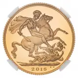 2015 Gold Proof Full Sovereign Elizabeth II  Coin Slabbed Collectable United Kingdom NGC PF 70 ULTRA CAMEO rev closer view