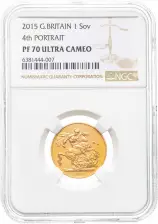 2015 Gold Proof Full Sovereign Elizabeth II Fourth Portrait United Kingdom NGC PF 70 ULTRA CAMEO