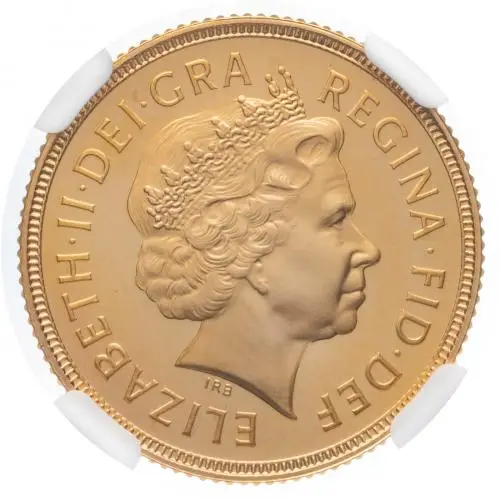 2000 Gold Proof Full Sovereign Elizabeth II  Coin NGC United Kingdom The Royal Mint Fourth Portrait PF-69 ULTRA CAMEO obverse closer view