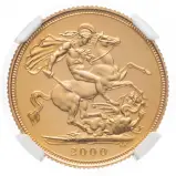 2000 Gold Proof Full Sovereign Elizabeth II  Coin NGC United Kingdom The Royal Mint Fourth Portrait PF-69 ULTRA CAMEO reverse closer view