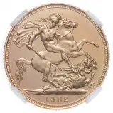 1982 Gold Proof Full Sovereign Elizabeth II  Coin Slabbed United Kingdom The Royal Mint Second Portrait PF-69 ULTRA CAMEO rev close view