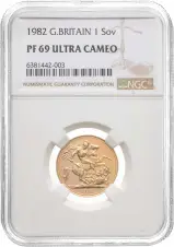 1982 Gold Proof Sovereign Elizabeth II NGC PF-69 ULTRA CAMEO
