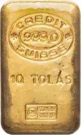 Gold 10 Tola Credit Suisse Bullion Bar Pre-Owned 