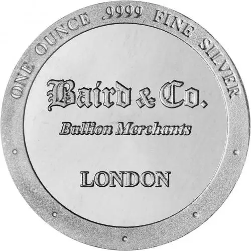 1 oz Silver Lunar Year of the Dragon Baird & Co Round reverse