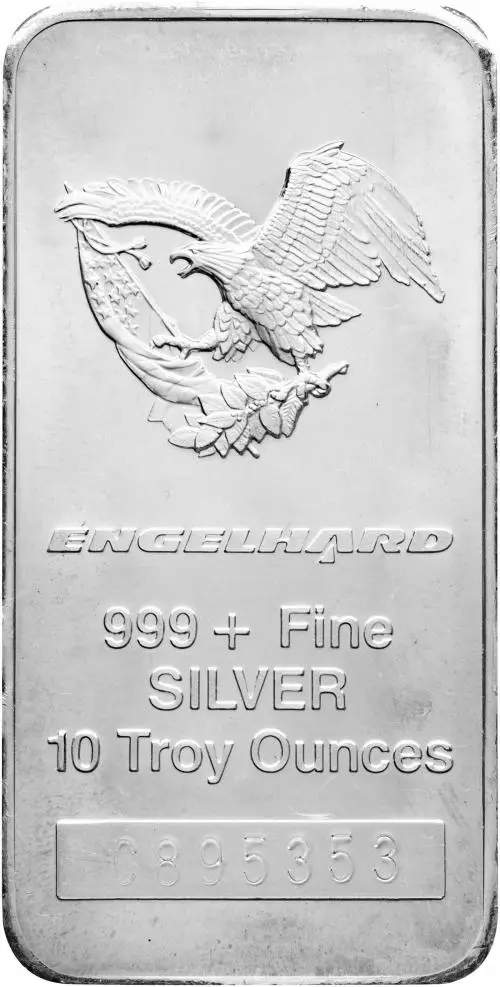 Silver Bullion Ungraded 10 Ounce Eagle  Bar Pre-Owned Engelhard obverse