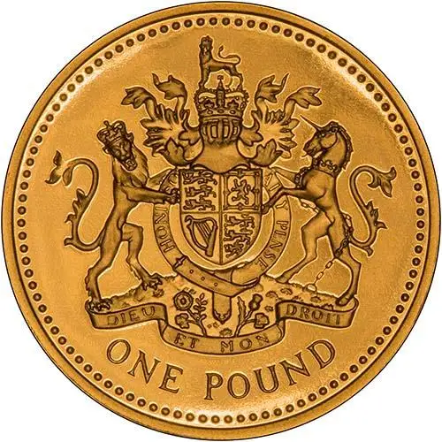 2008 UK Coin £1 Gold Proof Royal Coat of Arms 21921